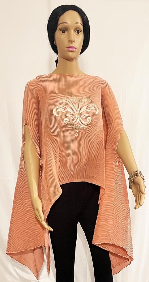 Soft Pink Crinkle Top with a flowing drop at the sides